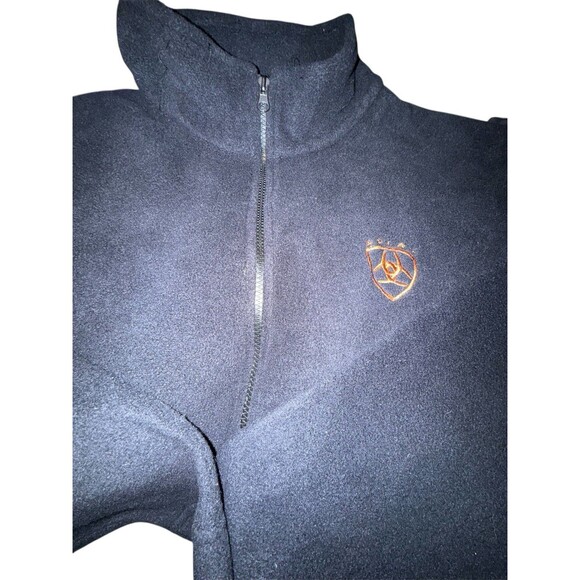Ariat Mens Black Pullover 1/4 Zip Embroidered Logo Fleece Sweatshirt Sz Large - Picture 4 of 6